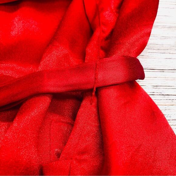 Alambic Red Asian Inspired Loungewear Set Pants and Open Front Tie Waist Robe - Picture 7 of 16